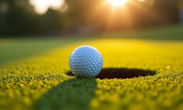 A golf ball rolling towards the hole on a perfect green